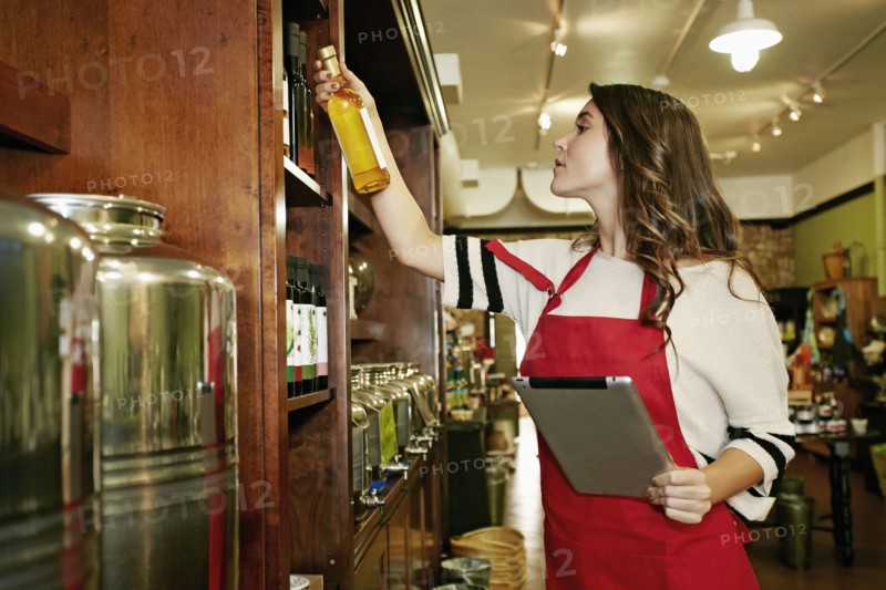 Woman working in grocery store
