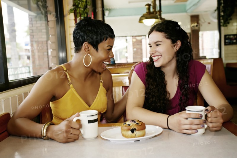 Women having coffee together in restaurant
