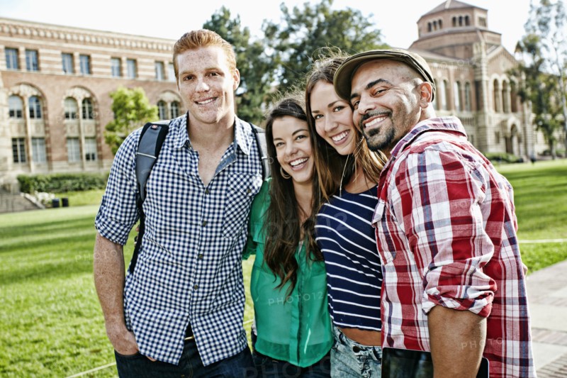 Students smiling together on campus