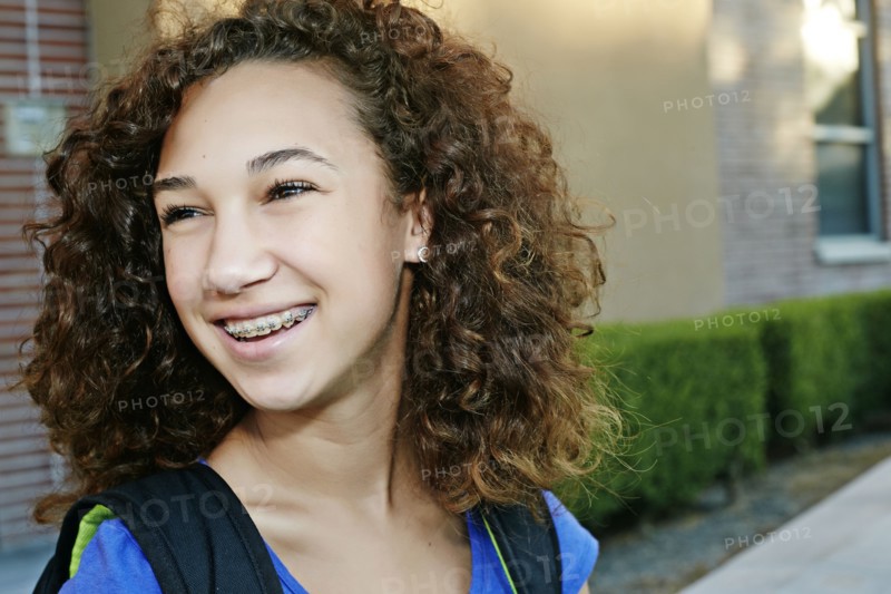 Mixed race girl smiling