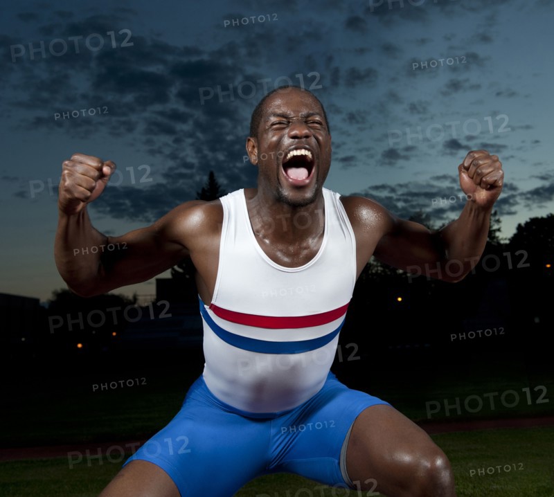 African American athlete shouting