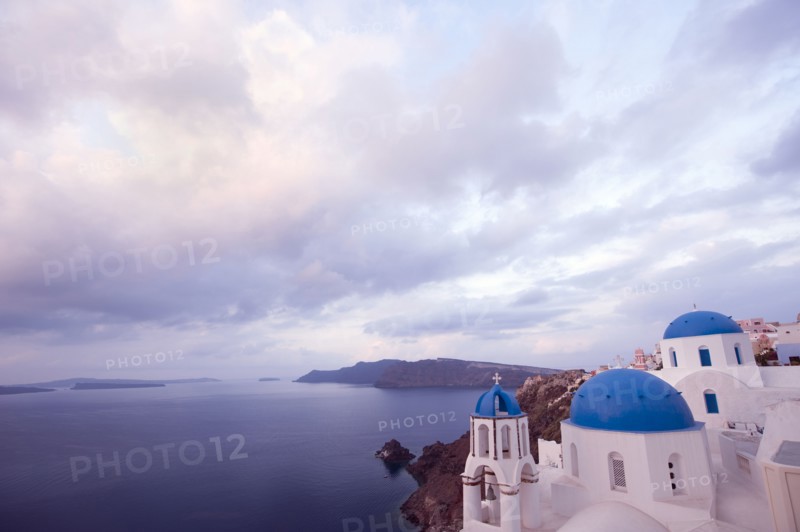 Orthodox Greek church overlooking ocean