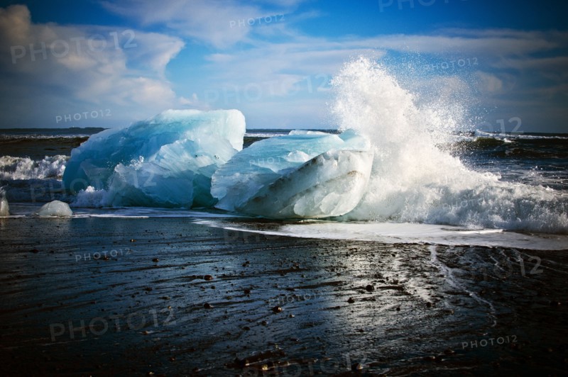 Glaciers melting on arctic beach