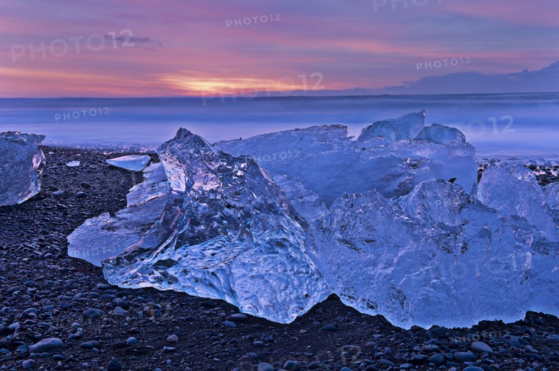 Glaciers melting on arctic beach