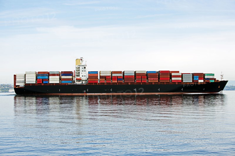 Cargo container ship on ocean
