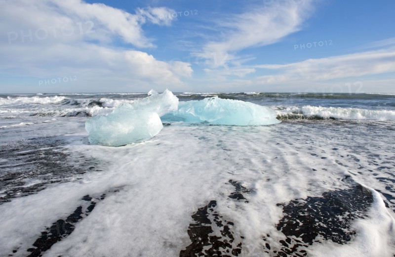 Glaciers melting on arctic beach