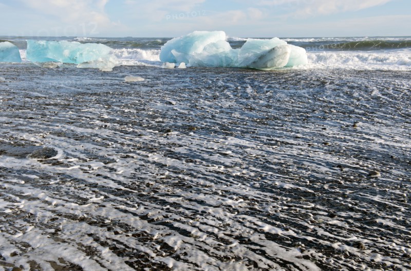 Glaciers melting on arctic beach