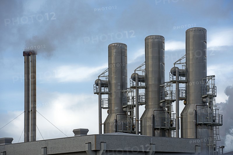 Power plant smoke stacks
