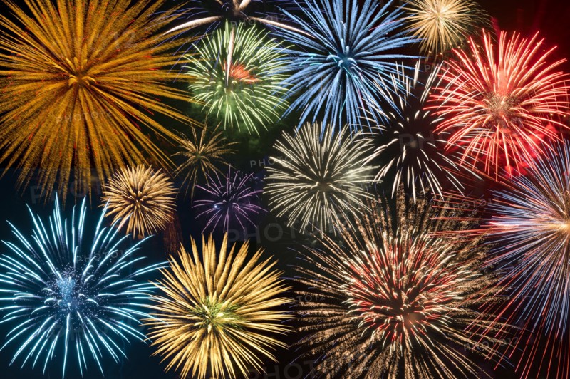 Fireworks exploding in night sky