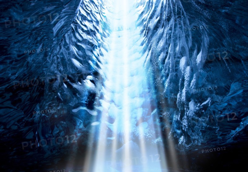 Light shining into ice cave