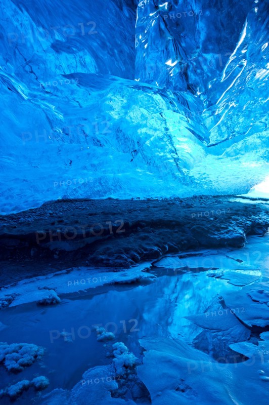Pool of water in ice cave