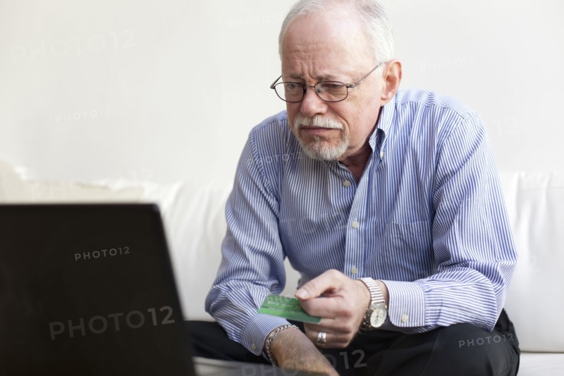 Caucasian man shopping online