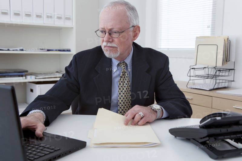 Caucasian businessman working in office