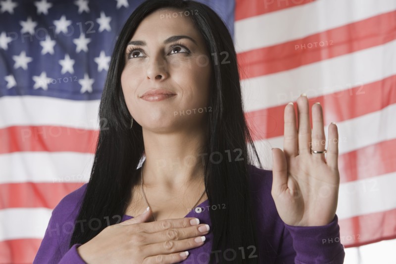 Turkish woman swearing the Pledge of Allegiance