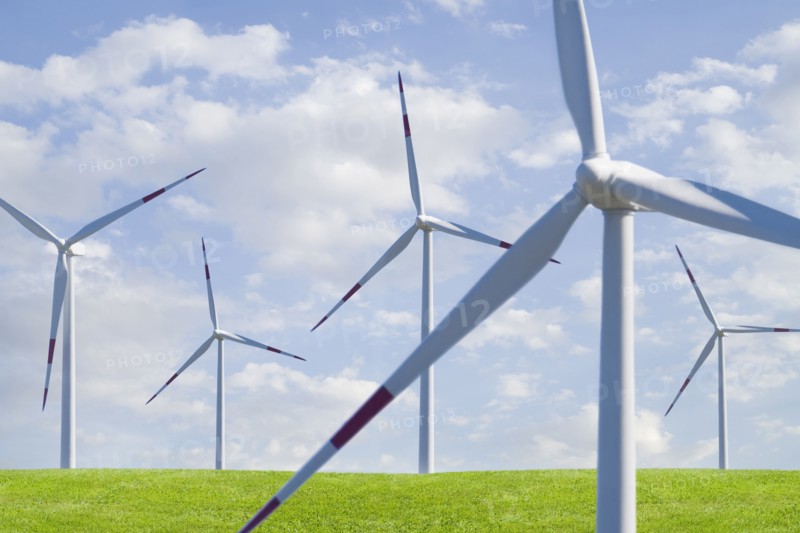 Wind farm in field