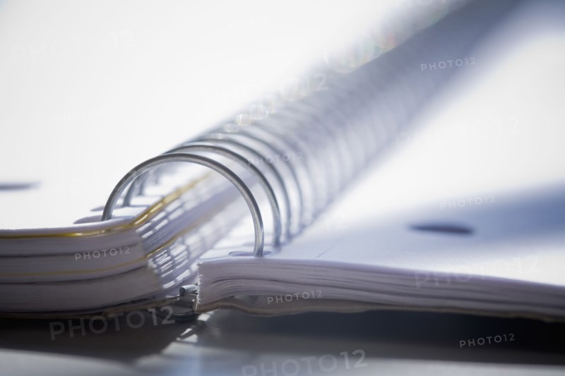Close up of spiral notebook spine