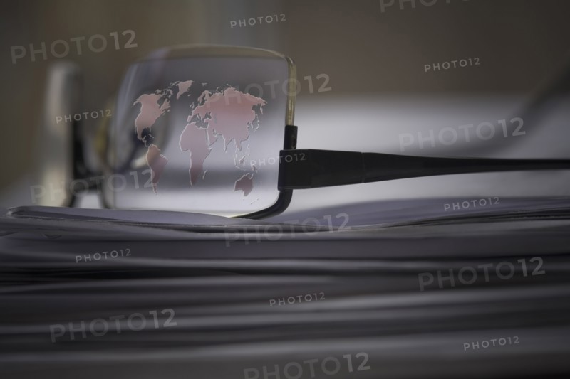 World map etched on eyeglass lenses