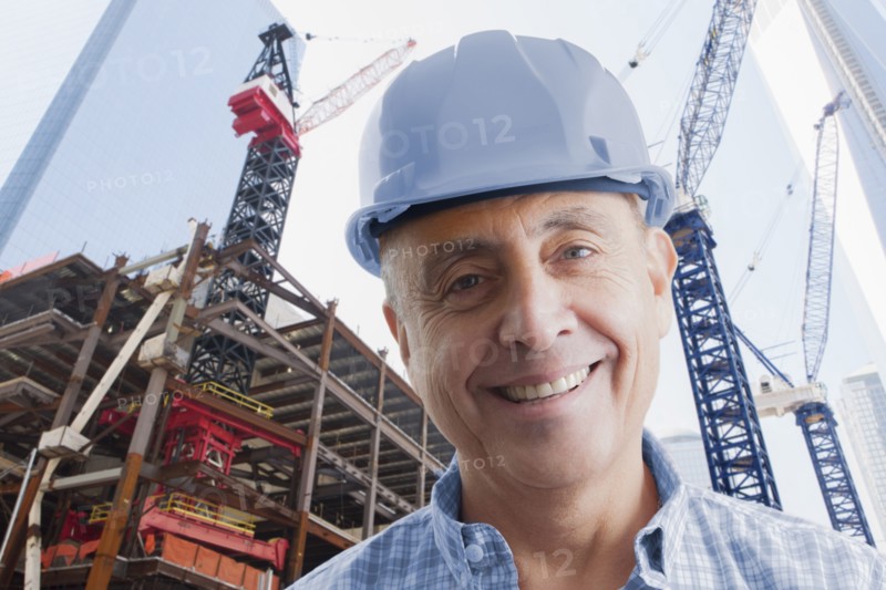 Portrait of smiling Hispanic construction worker