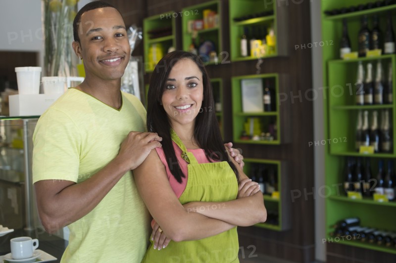 Business owners standing in shop