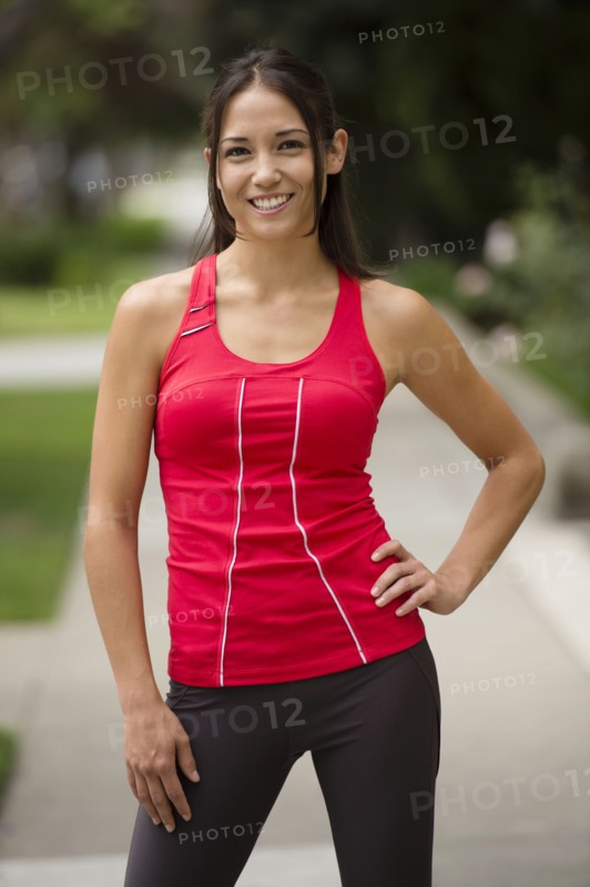 Mixed race woman in sportswear
