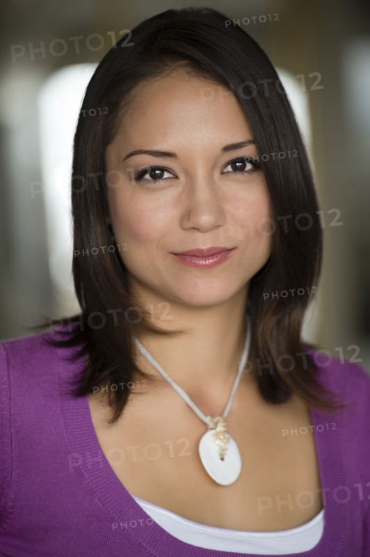 Smiling mixed race woman