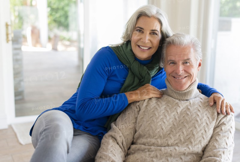 Caucasian couple hugging