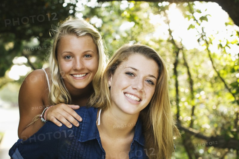 Smiling teenage girls