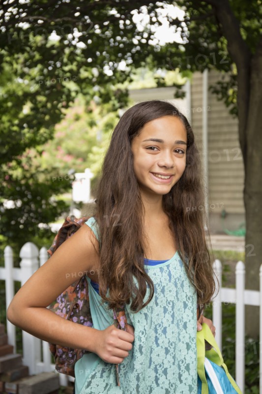 Mixed race girl smiling