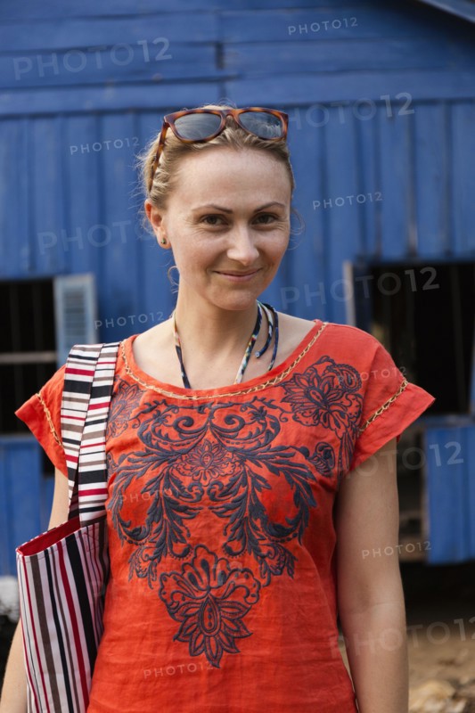 Caucasian woman smiling outdoors