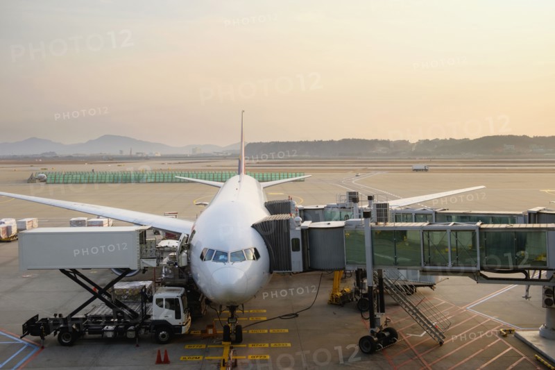 Airplane and walkways at airport