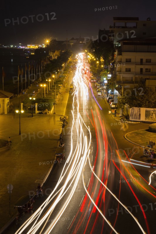 Blurred view of traffic on city street