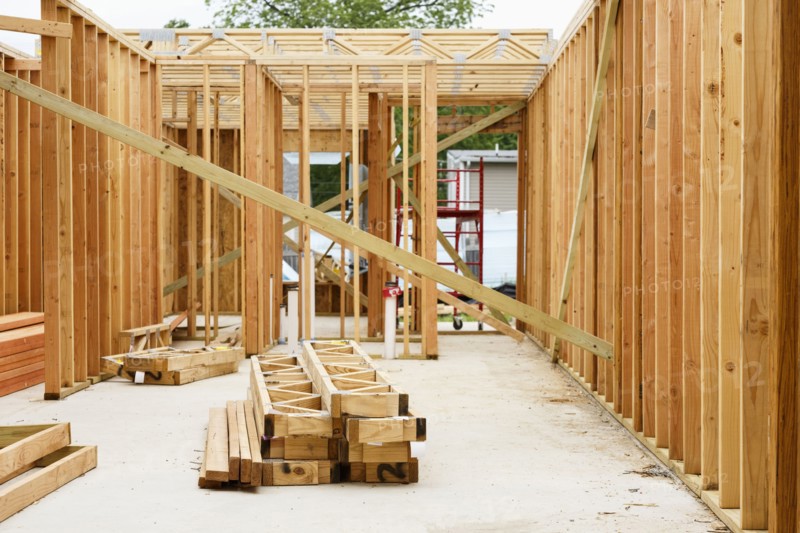 Wooden frame on construction site