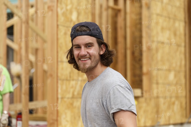 Portrait of smile Caucasian man at construction site
