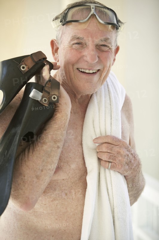 Senior man with goggles