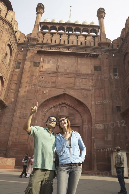 Couple admiring Red Fort