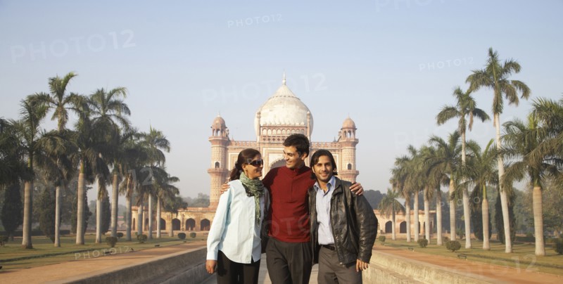 Indian family walking by Safdarjang's Tomb