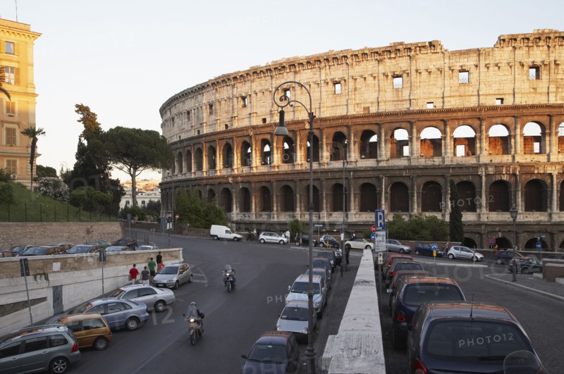 Colosseum overlooking parking lot