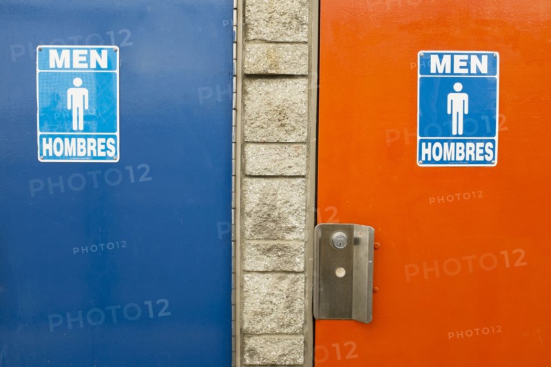 Two men's bathroom doors