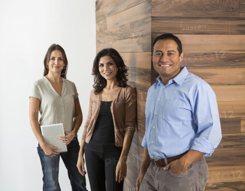 Business people smiling in office