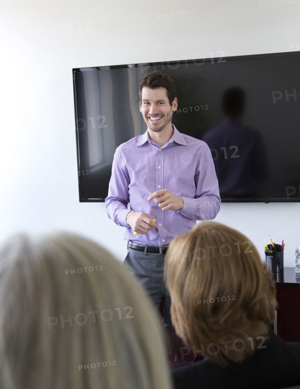 Businessman talking in meeting