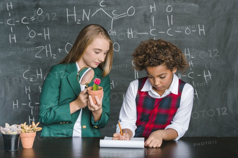 Students doing experiment in science class