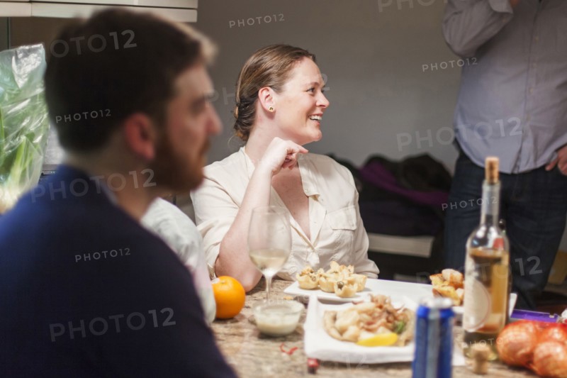Friends enjoying dinner party