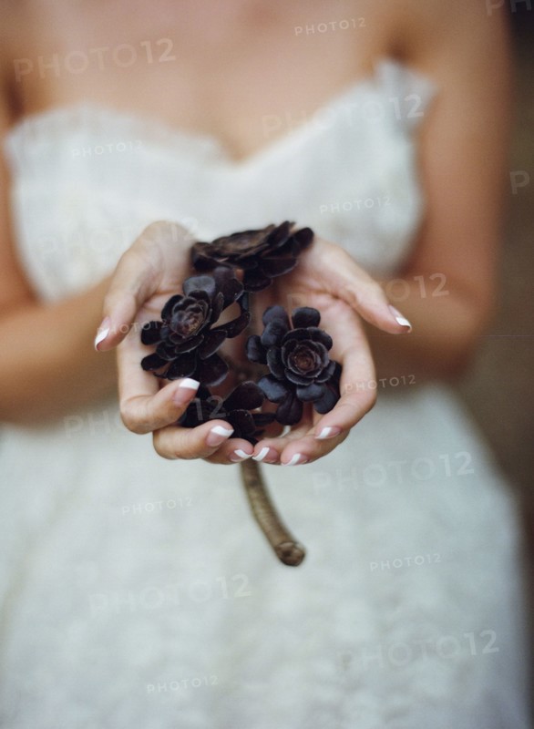 Close up of bride holding flowers