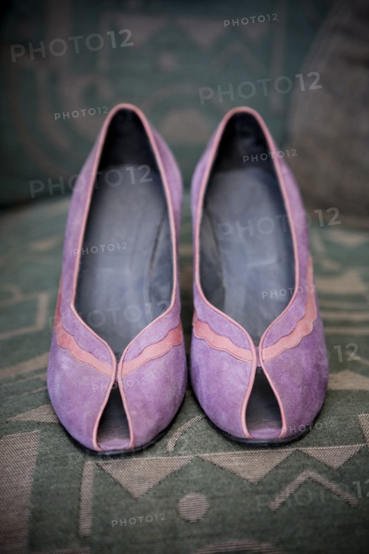 Close up of open-toe high heel shoes
