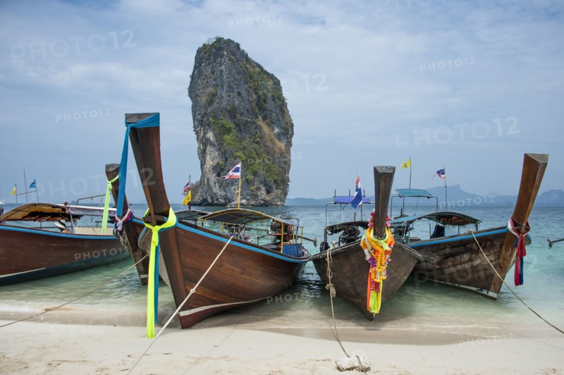 Canoes docked on beach
