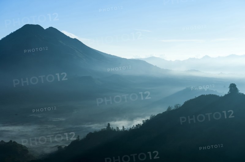 Mountains and morning fog in remote landscape