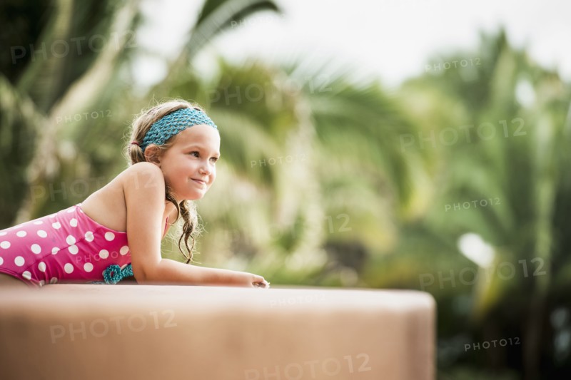 Caucasian girl relaxing outdoors