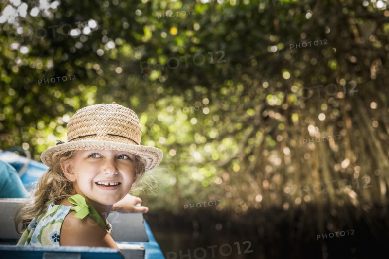 Caucasian girl smiling outdoors