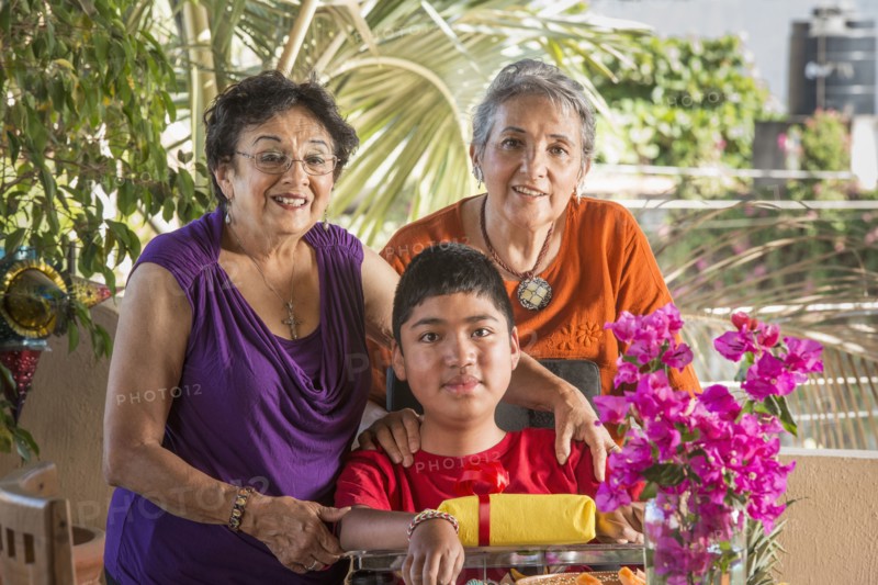 Hispanic family smiling together