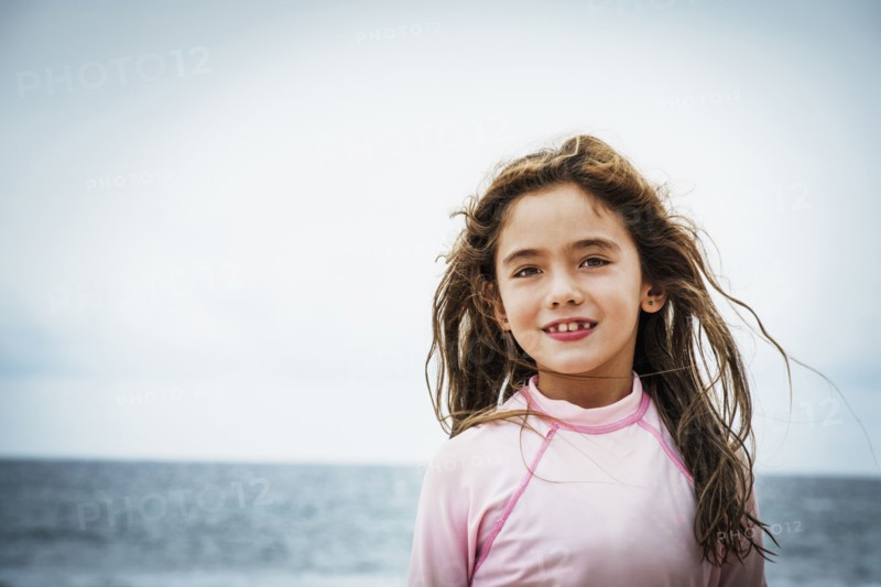 Asian girl near ocean